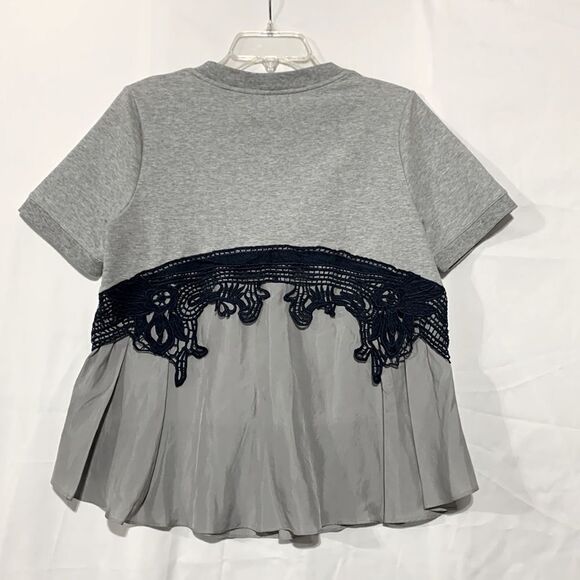 🟢3 items for $20—-TROUVE sweatshirt lace trim back swing hi-LO hem mix media - Picture 1 of 10